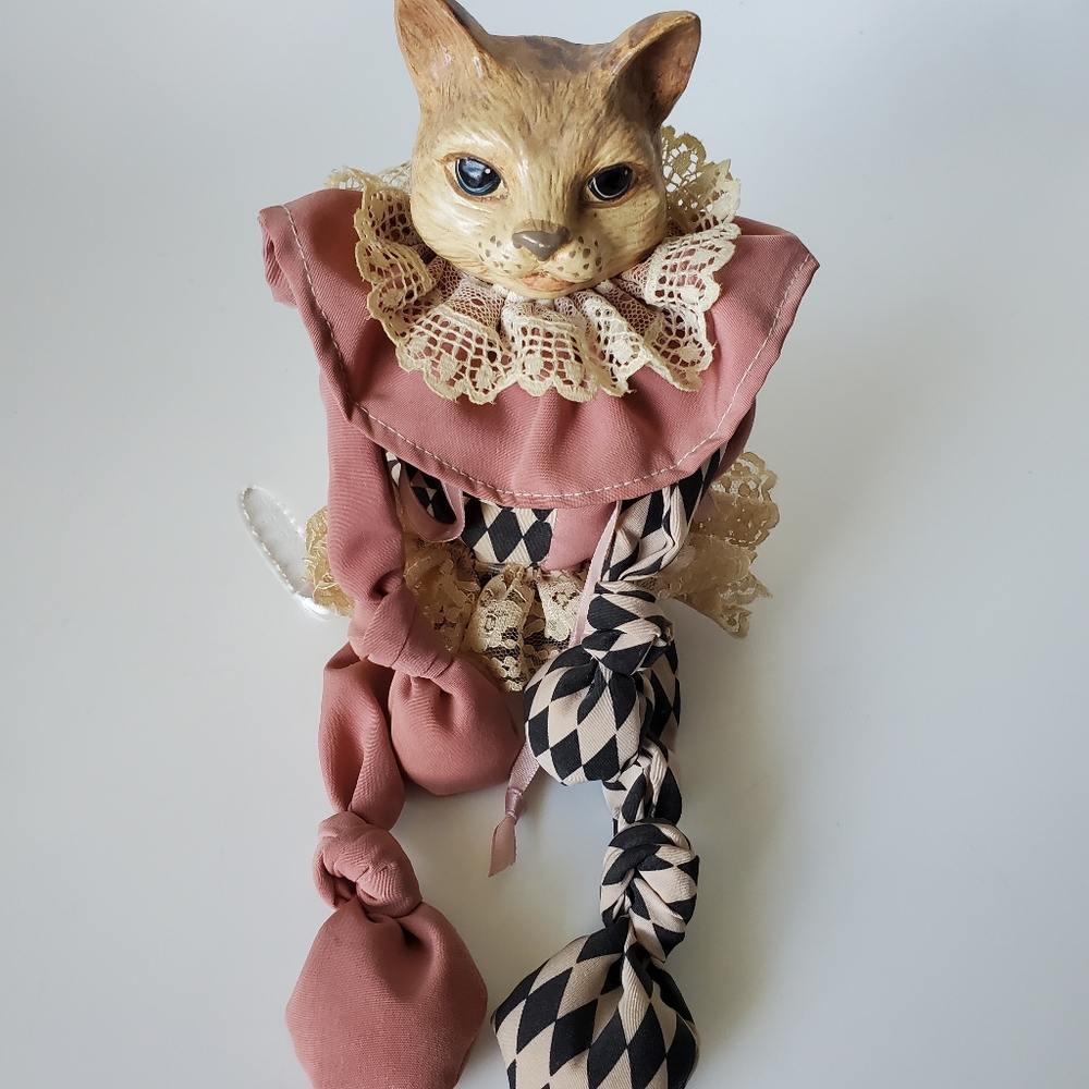 Vintage Katherine's Collection Wayne Kleski Cat Porcelain Face Doll Clow…